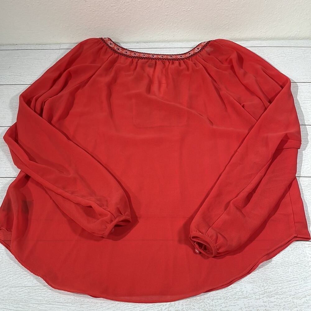 Sanctuary Burnt Orange Sheer Long Sleeve Shirt Size Medium - Picture 15 of 15